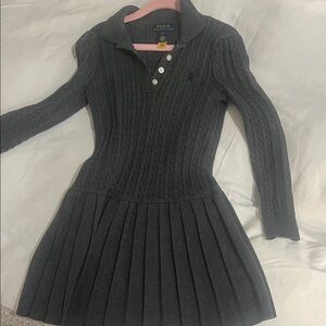 Polo by Ralph Lauren Charcoal Gray Cable-Knit Sweater Dress
